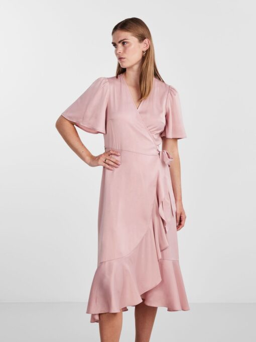 Yasthea Midi Wrap Dress Pale Mauve