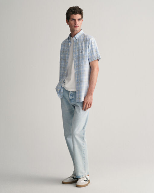 Gant Regular Fit Poplin Check Shirt Fresh Blue