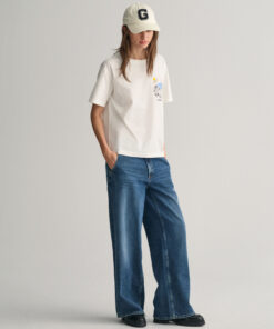 Gant Woman Low Wide Leg Jeans Mid Blue Vintage