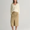 Gant Woman Chino Slit Skirt Dark Khaki