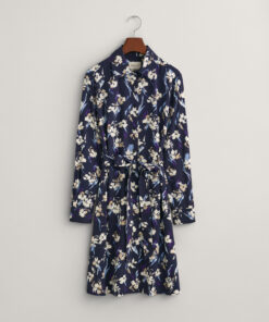 Gant Woman Slim Floral Print Shirt Dress Evening Blue