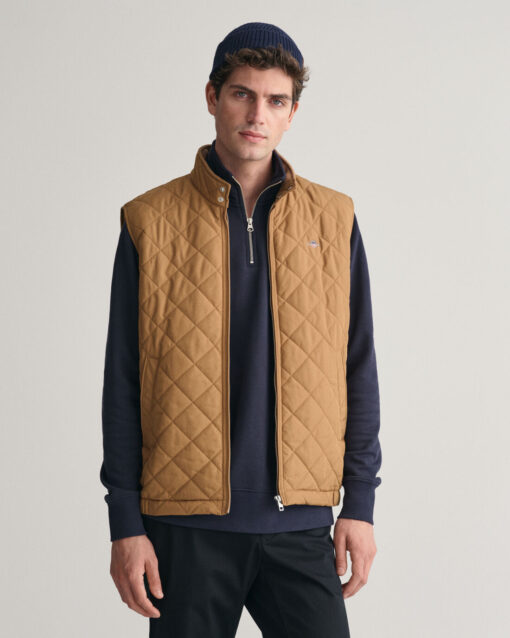 Gant Quilted Windcheater Vest Roasted Walnut