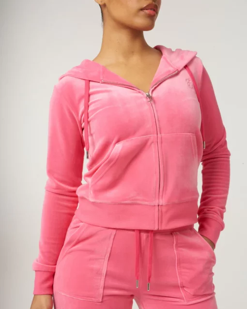Juicy Couture Classic Velour Robertson Zip Hoodie Hot Pink