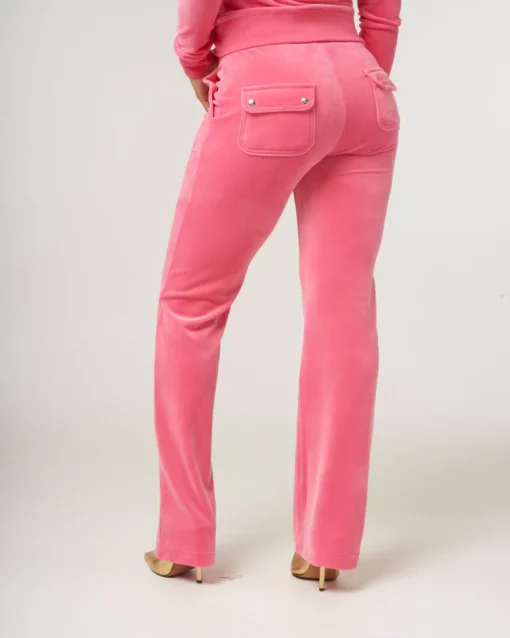 Juicy Couture Classic Velour Layla Low Rise Pocket Flare Hot Pink