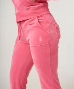 Juicy Couture Classic Velour Layla Low Rise Pocket Flare Hot Pink