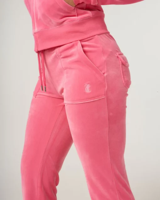 Juicy Couture Classic Velour Layla Low Rise Pocket Flare Hot Pink