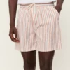 Les Deux Stan Stripe Seersucker Swim Shorts Ivory/Baked Papaya