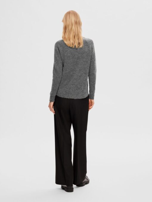 Selected Femme Lulu O-neck Knit Medium Grey Melange