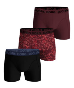 Björn Borg Cotton Stretch Boxer 3-pack Black, Print, Red