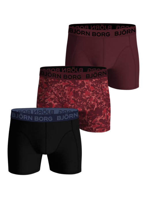 Björn Borg Cotton Stretch Boxer 3-pack Black, Print, Red