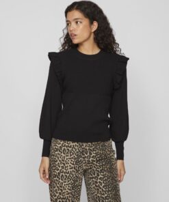 Vila Neira Rib Knit Top Black