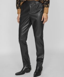 Vila Dagmar Coated Pants Black