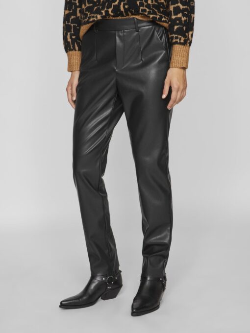Vila Dagmar Coated Pants Black