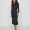 Vila Marla Boatneck Long Knit Dress Black Beauty