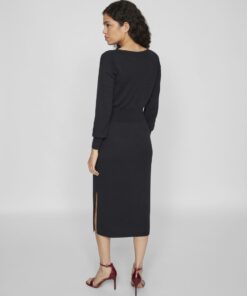 Vila Marla Boatneck Long Knit Dress Black Beauty