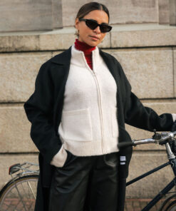Selected Femme Sia Ras Knit Zipper Cardigan Birch