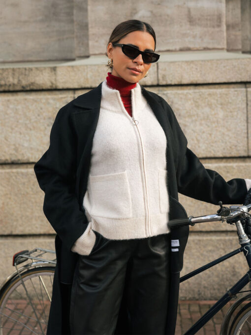 Selected Femme Sia Ras Knit Zipper Cardigan Birch