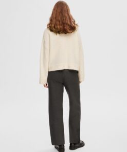 Selected Femme Sia Ras Knit Zipper Cardigan Birch