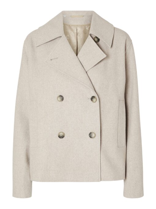 Selected Femme Alma Short Wool Jacket Sandshell