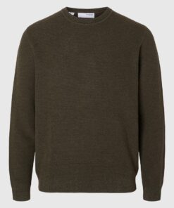 Selected Homme Ross Structure Crew Neck Knit Forest Green