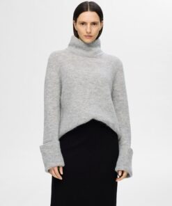Selected Femme Sia Rollneck Knit Light Grey Melange