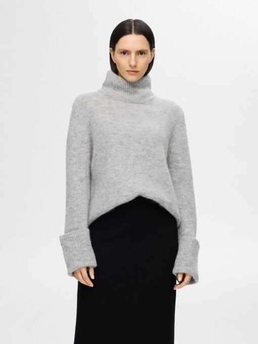 Selected Femme Sia Rollneck Knit Light Grey Melange