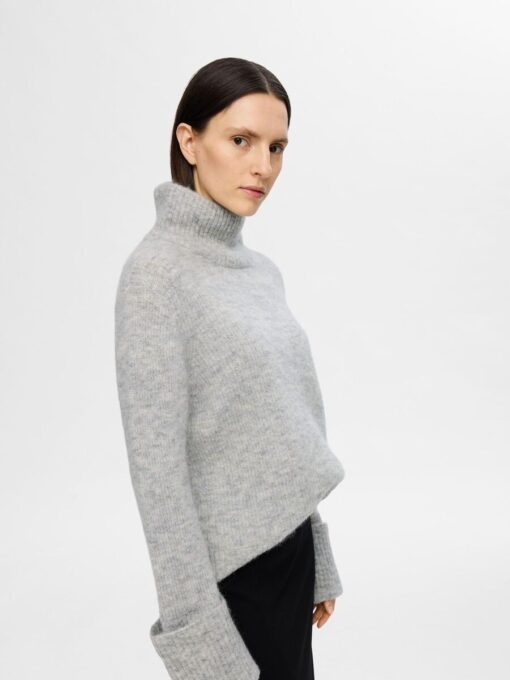 Selected Femme Sia Rollneck Knit Light Grey Melange