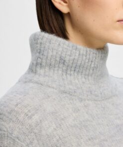 Selected Femme Sia Rollneck Knit Light Grey Melange