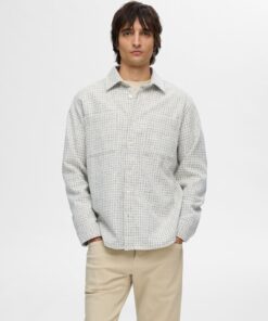 Selected Homme Twill Mix Overshirt Egret