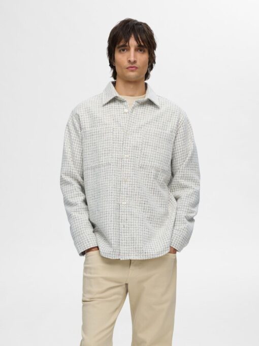 Selected Homme Twill Mix Overshirt Egret