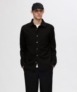Selected Homme Twill Mix Overshirt Black