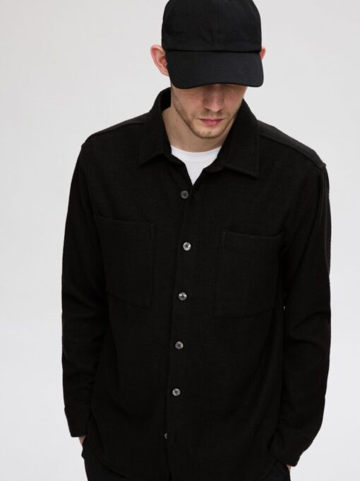 Selected Homme Twill Mix Overshirt Black