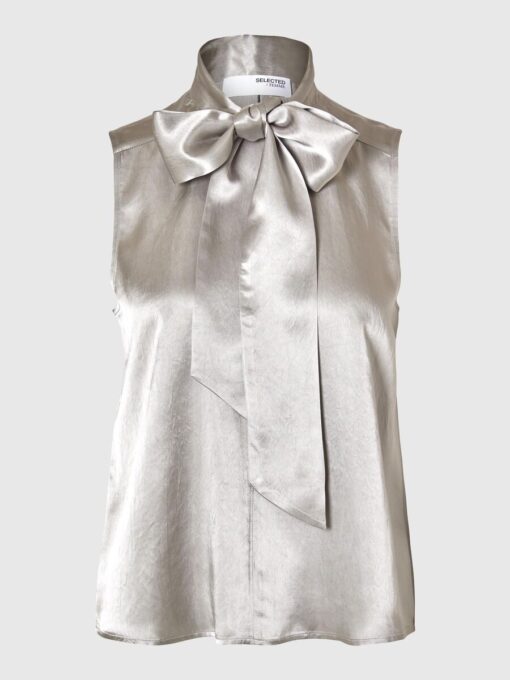 Selected Femme Selene Satin Top Dove