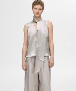 Selected Femme Selene Satin Top Dove