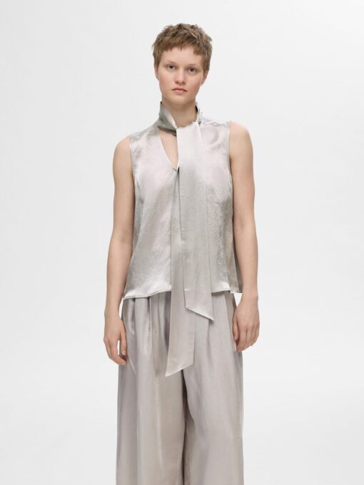 Selected Femme Selene Satin Top Dove
