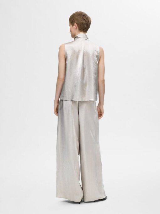 Selected Femme Selene Satin Top Dove