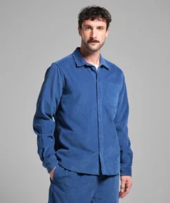 Dedicated Shirt Varberg Corduroy True Blue