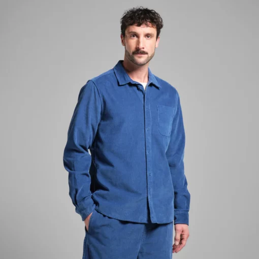 Dedicated Shirt Varberg Corduroy True Blue