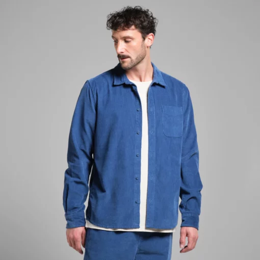 Dedicated Shirt Varberg Corduroy True Blue