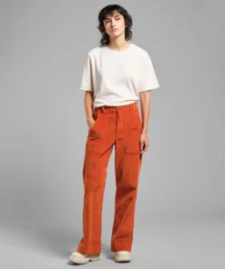 Dedicated Workwear Pants Vara Corduroy Cinnamon Orange