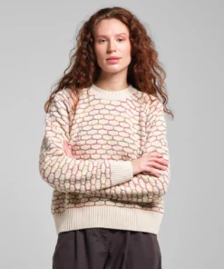 Sweater Husie Honey Comb Vanilla White
