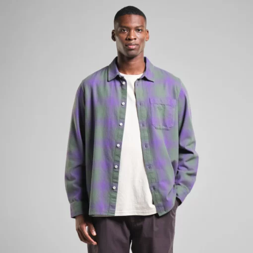 Dedicated Shirt Rute Flannel Shadow Check Purple