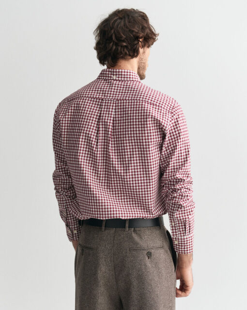 Gant Classic Poplin Gingham Shirt Wine Red