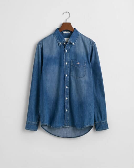 Gant Reg Denim Shirt Mid Blue Worn In