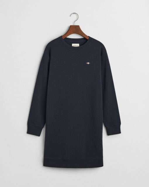 Gant Woman Shield C-Neck Sweat Dress Evening Blue