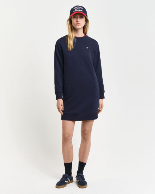 Gant Woman Shield C-Neck Sweat Dress Evening Blue