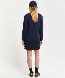 Gant Woman Shield C-Neck Sweat Dress Evening Blue