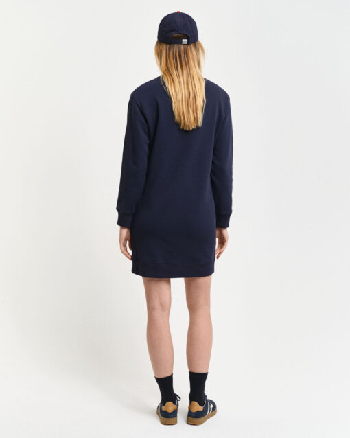 Gant Woman Shield C-Neck Sweat Dress Evening Blue