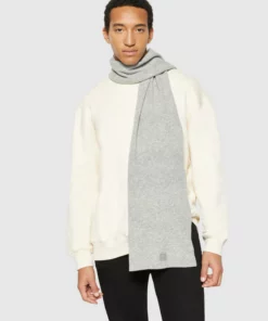 Knowledge Cotton Apparel Rib Knit Wool Scarf Grey Melange