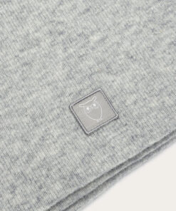Knowledge Cotton Apparel Rib Knit Wool Scarf Grey Melange